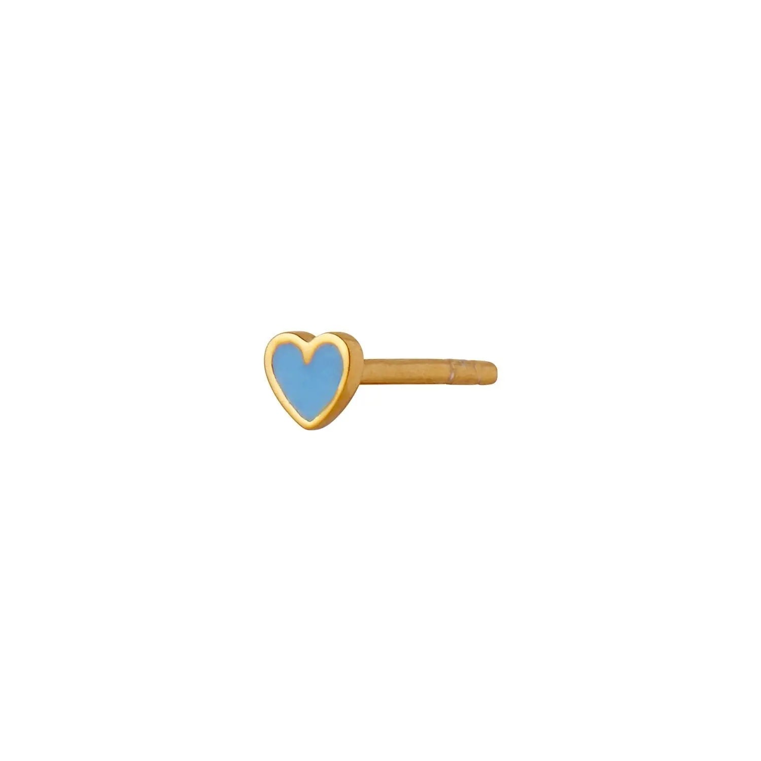Petit Love Heart Blå Ørestik - Forgyldt fra Stine A Jewelry