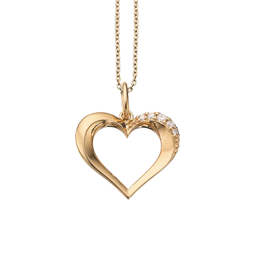 Hjertevedhæng m. diamanter - 14 kt. Guld fra Scrouples Jewellery