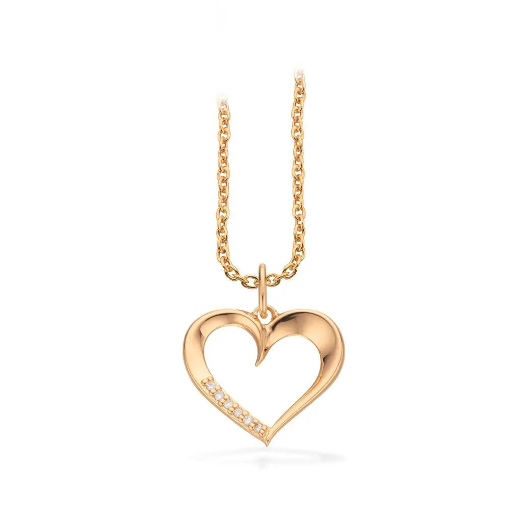 Hjerte  0,03 H-W/SI 14 kt.m/ sølvkæde fra Scrouples Jewellery