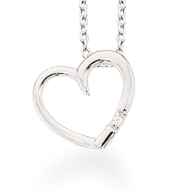 Hjertevedhæng m. diamant - Sølv fra Scrouples Jewellery