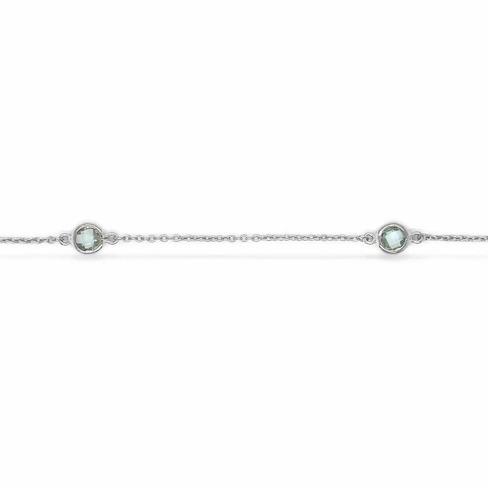Ankelkæde aqua - kubisk zirkonia - Sølv fra Scrouples Jewellery