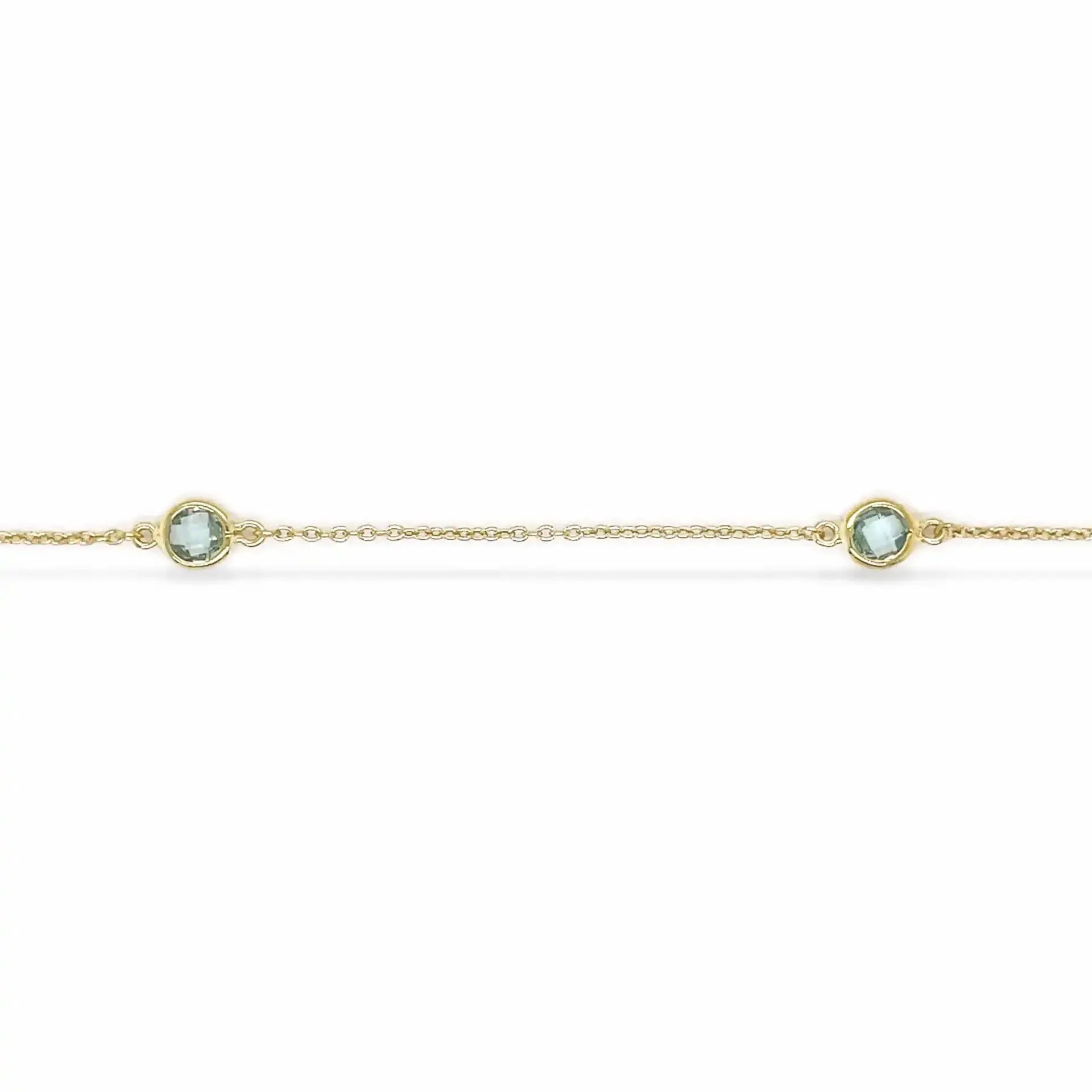 Ankelkæde aqua - kubisk zirkonia - Forgyldt fra Scrouples Jewellery