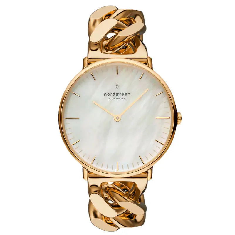 Native Mother of Pearl Dial with Gold Chain Watch Strap fra Nordgreen