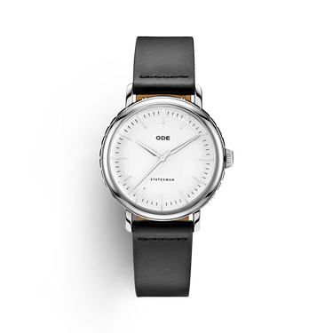 The Statesman - White Dial with Black Strap fra ODE
