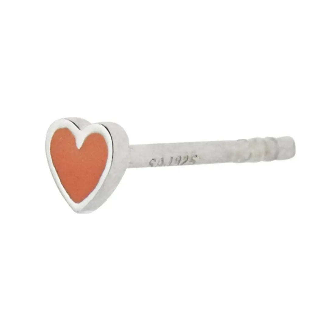 Petit Love Heart coral enamel ørering - Sølv fra Stine A Jewelry