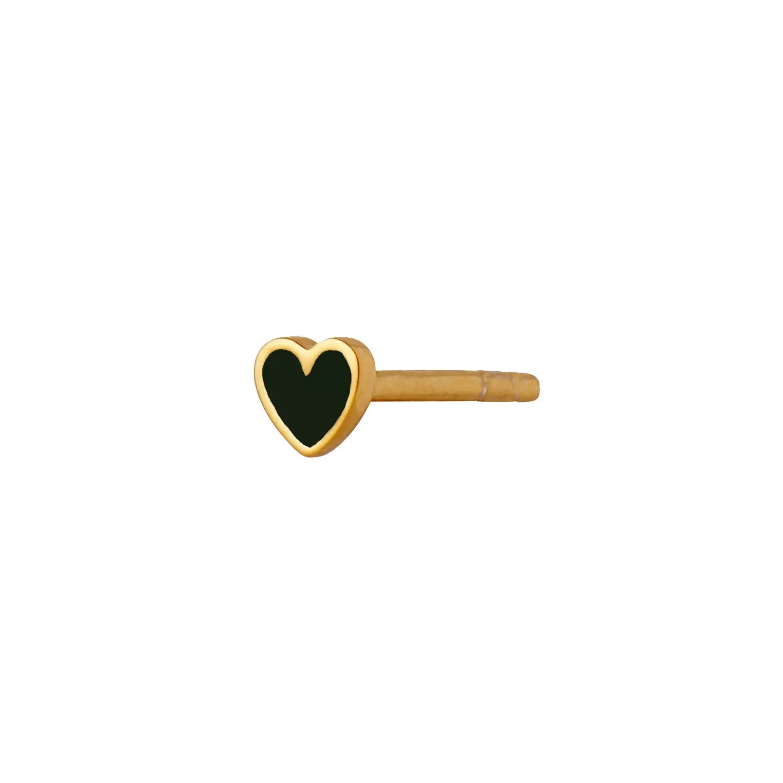 Petit Love Heart Black Ørestik - Forgyldt fra Stine A Jewelry