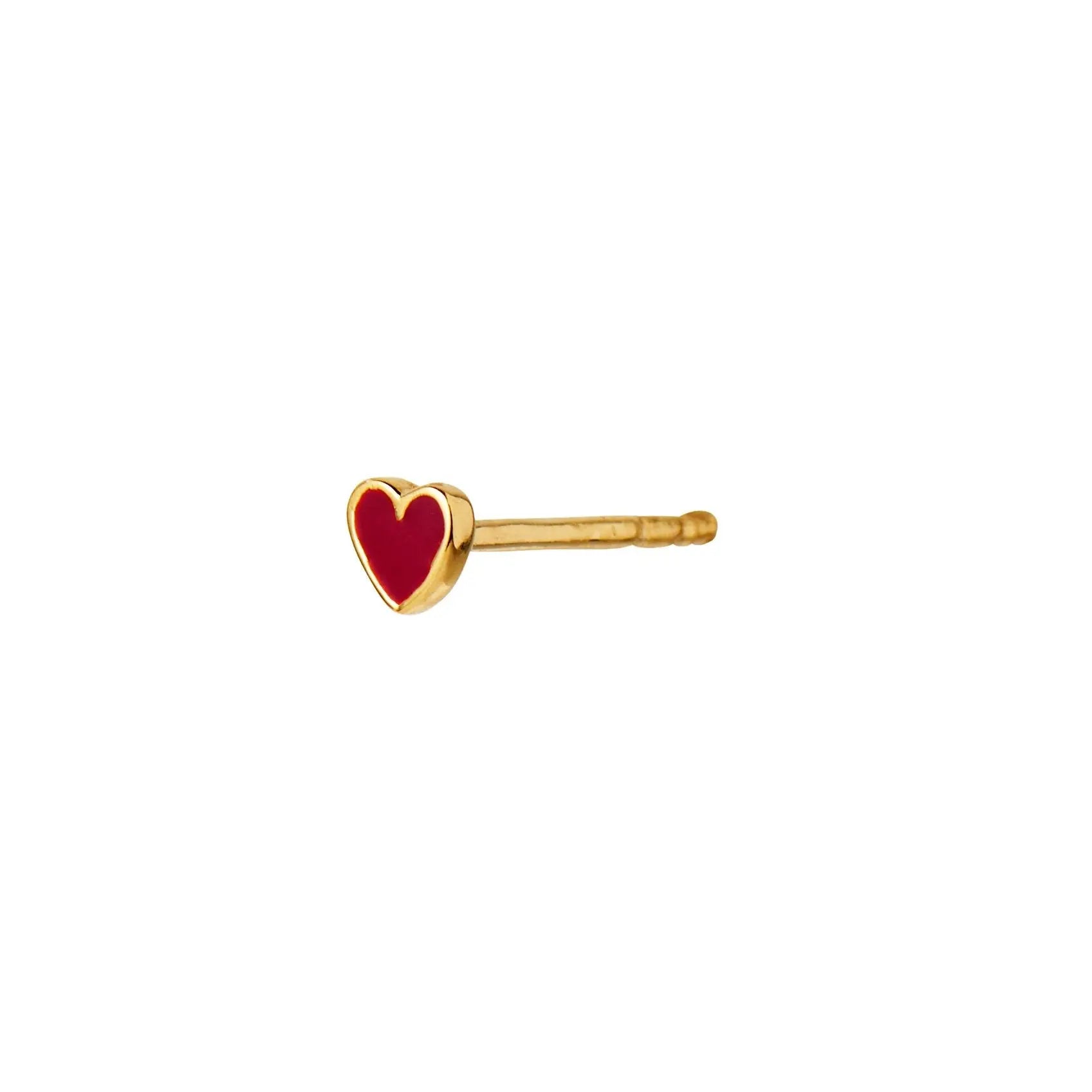 Petit love heart burgundy ørestik - Forgyldt fra Stine A Jewelry