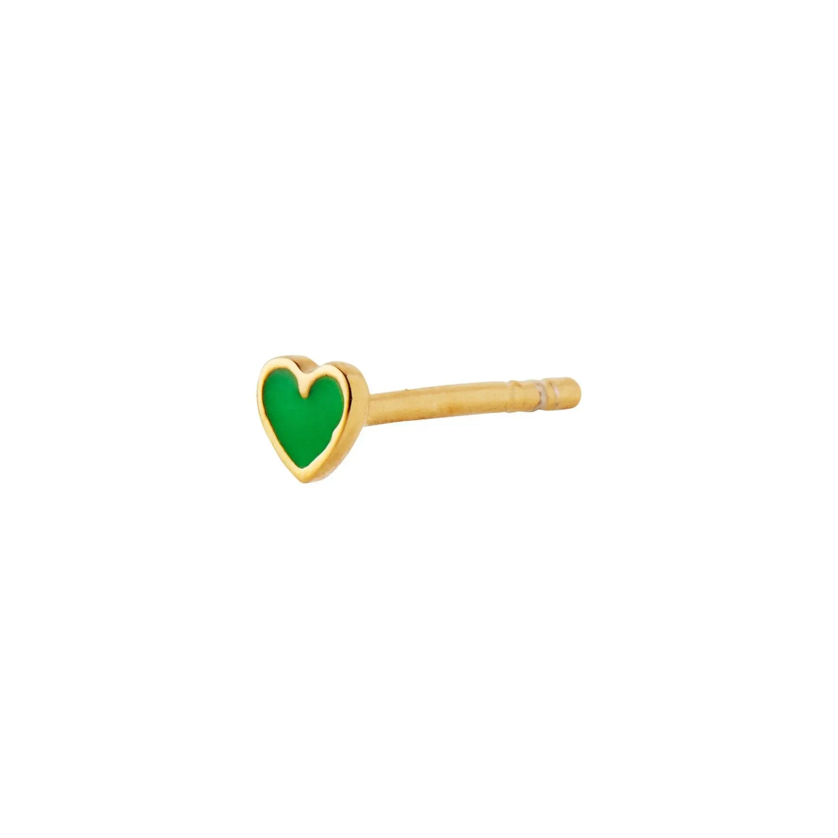 Petit Love Heart Grøn Ørering - Forgyldt fra Stine A Jewelry