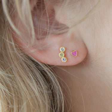 Petit Love Heart Purple Rouge Ørestik - Forgyldt fra Stine A Jewelry