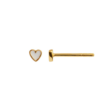 Petit Love White Enamel Ørestik - Forgyldt fra Stine A Jewelry