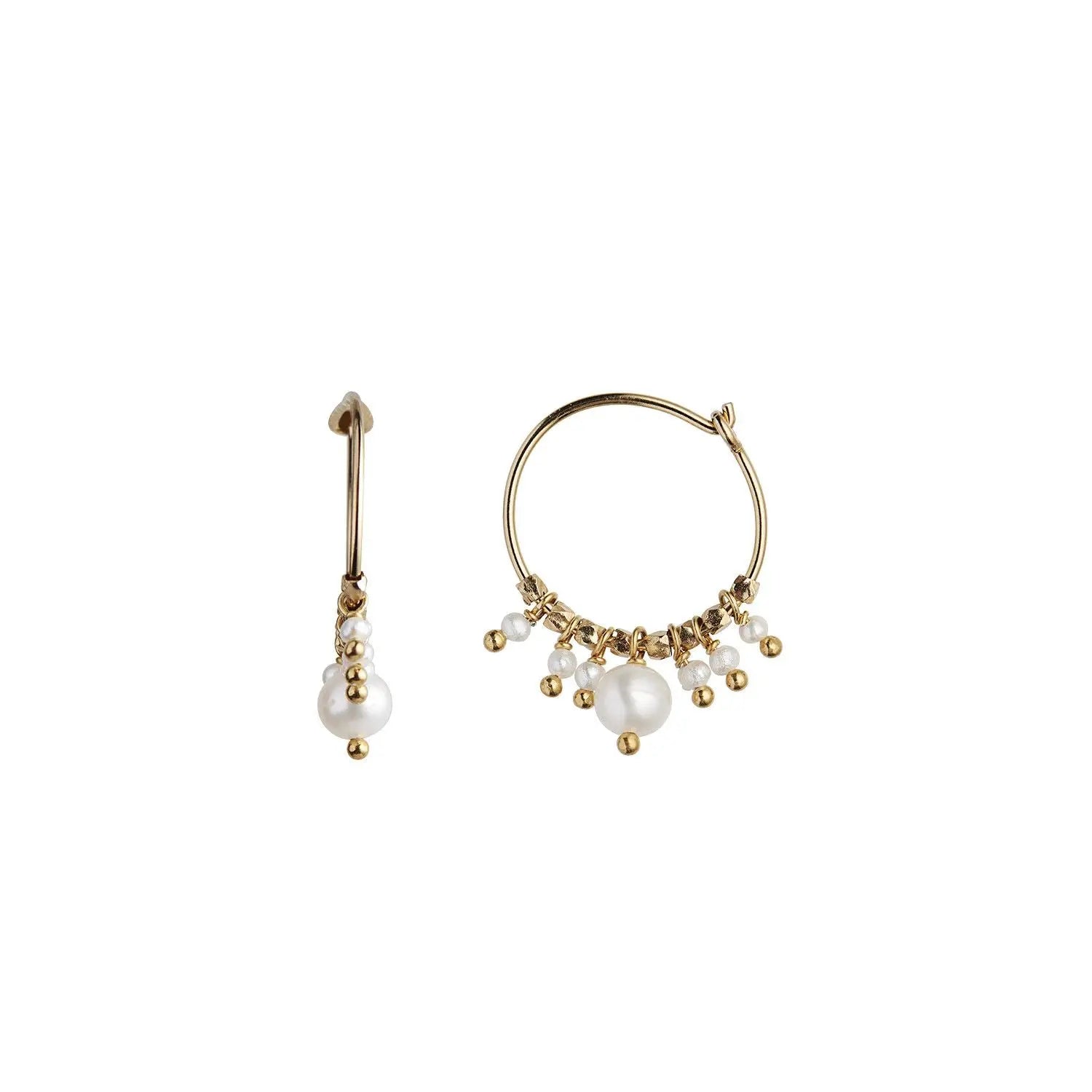 Petit w. White Pearls Hoop - Forgyldt fra Stine A Jewelry