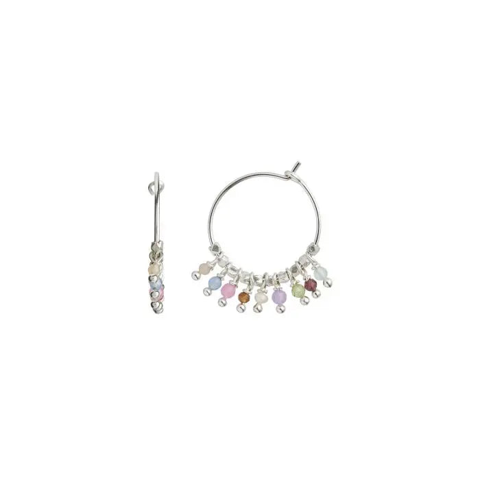 Petit Rainbow w. Stones Pastel Mix Hoop - Sølv fra Stine A Jewelry