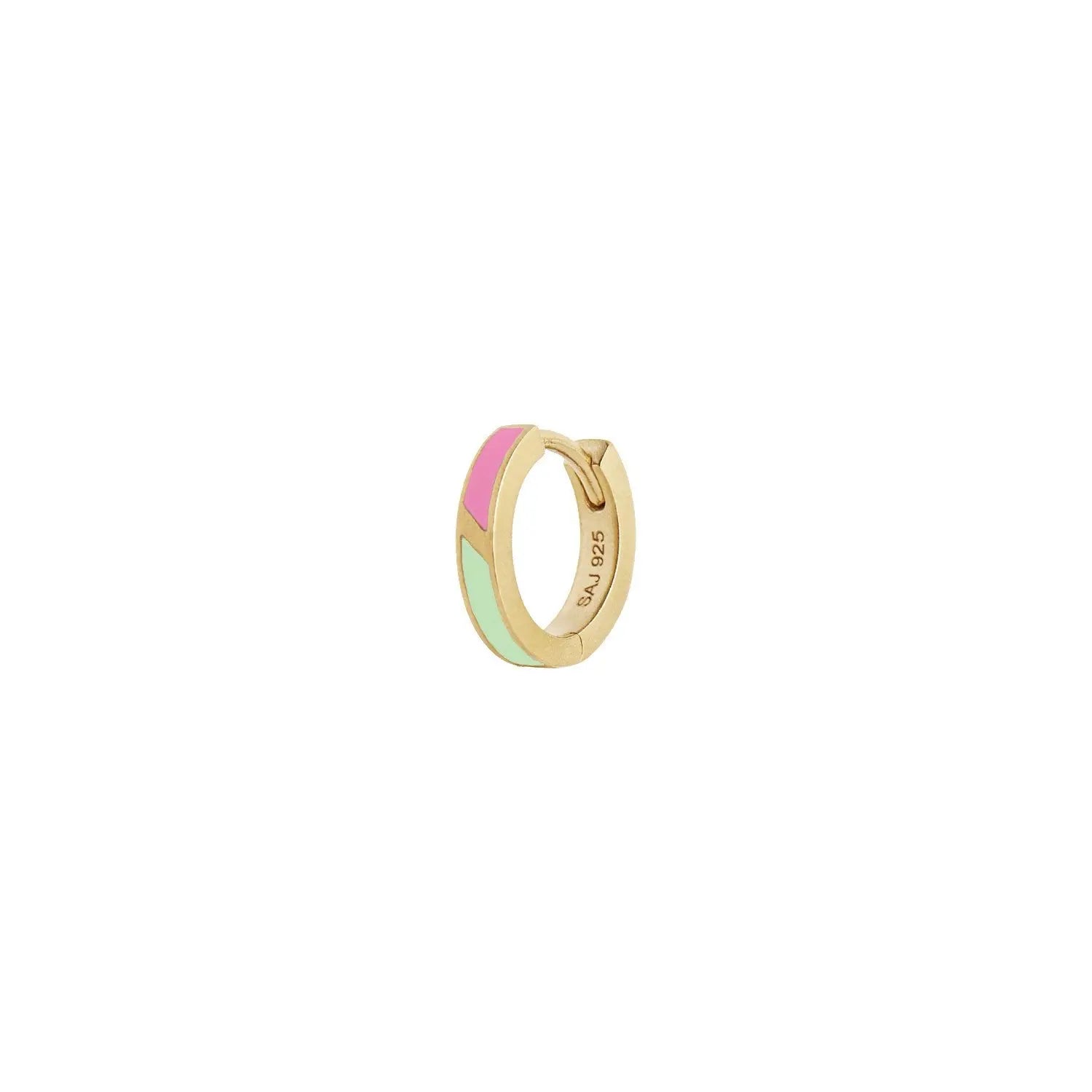 Petit Circus Huggie Fresh Pink Mint Creol ørering - Forgyldt fra Stine A Jewelry