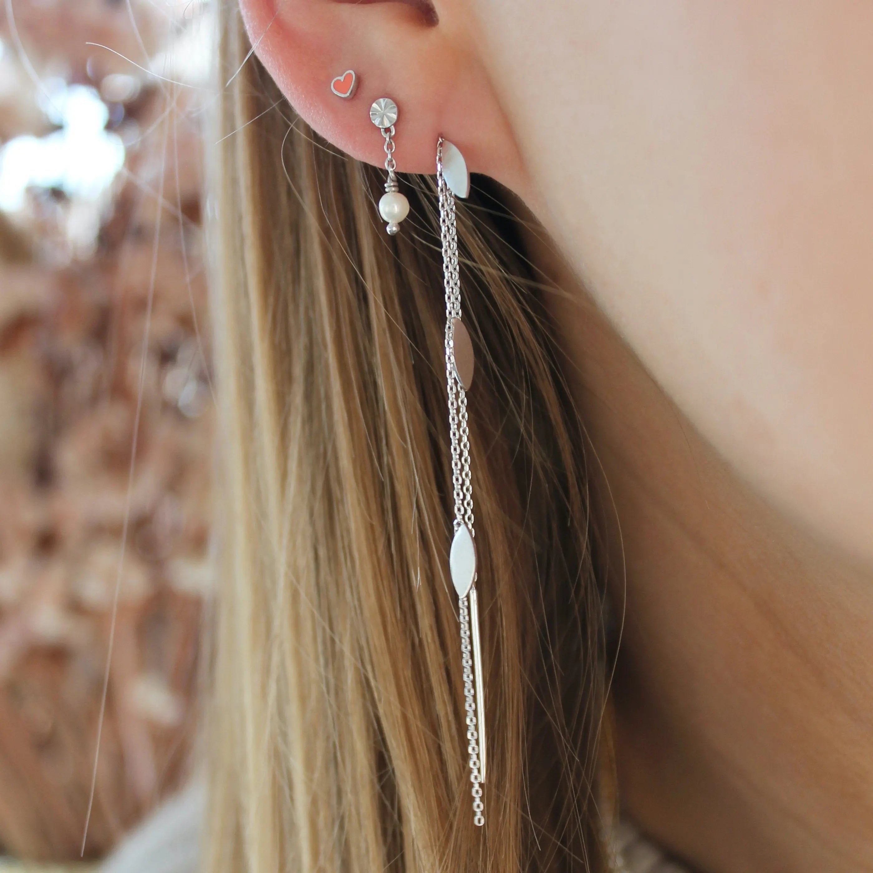 Tres Petit Etoilie ørering w/pearl ørering - Sølv fra Stine A Jewelry