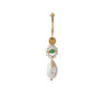 Heavenly Flower Pearl w/Green Stone Ørering - Forgyldt fra Stine A Jewelry