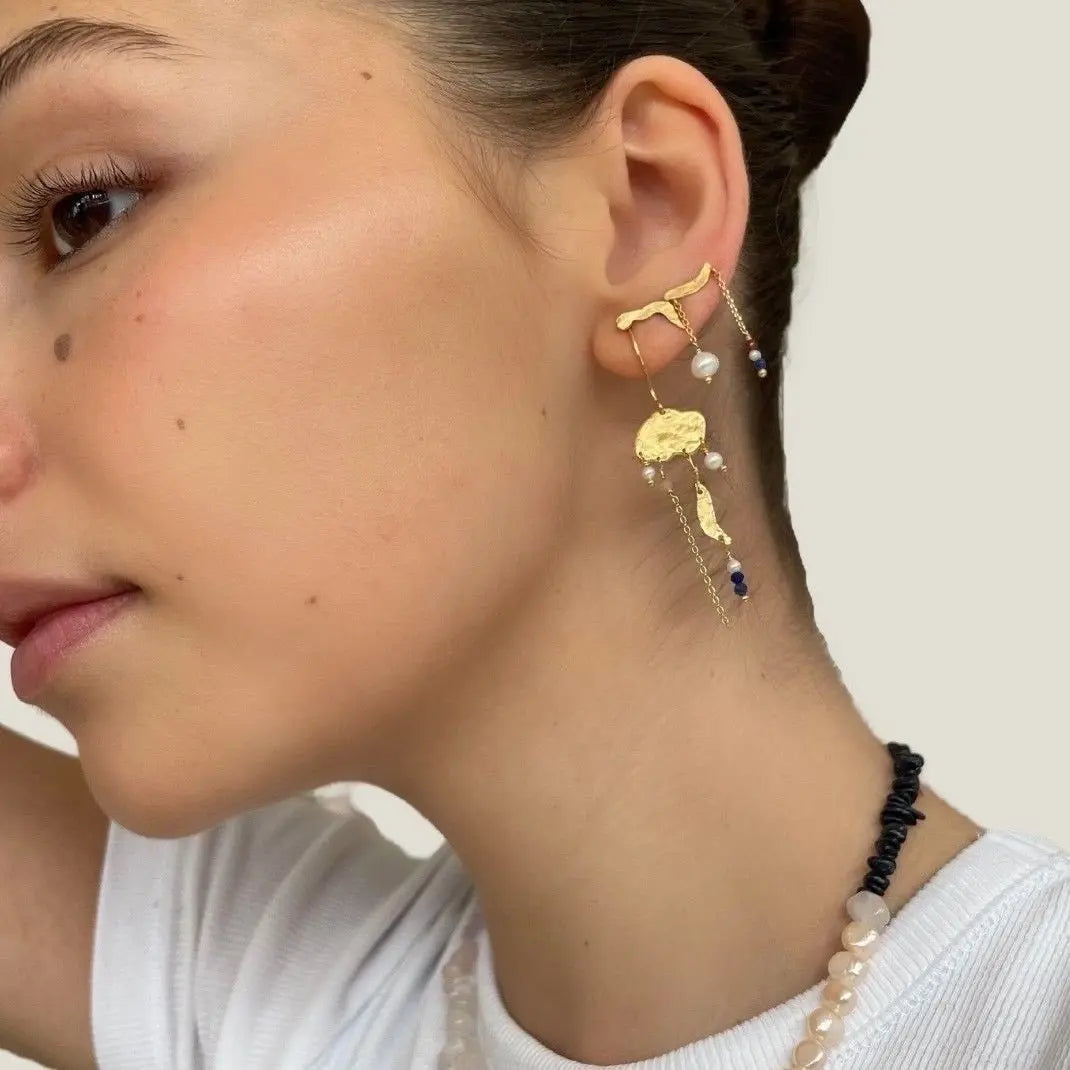 Petit gold splash chains & french kiss øreringe - Forgyldt fra Stine A Jewelry