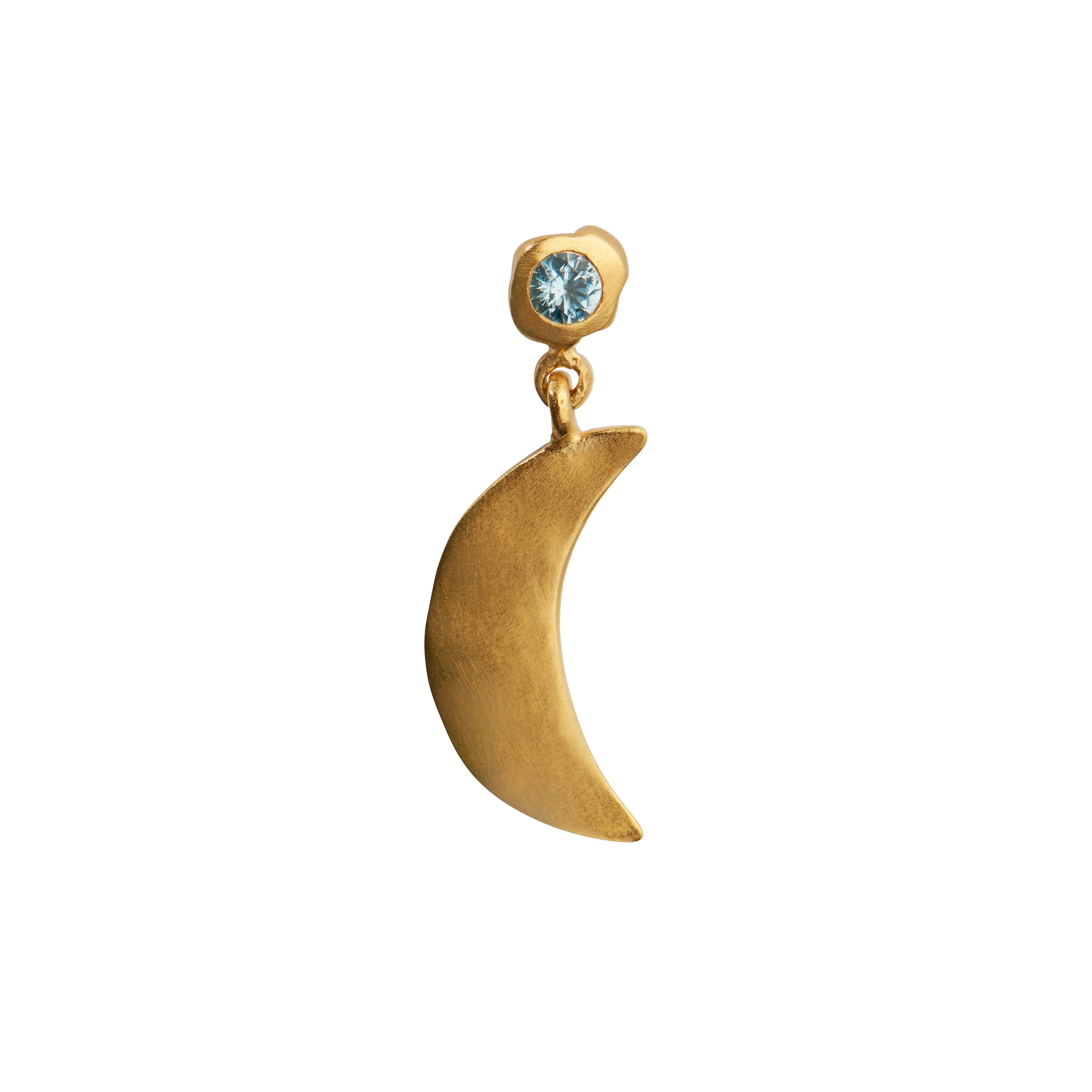 Big dot bella moon with blue lagune stone ørering - Forgyldt fra Stine A Jewelry