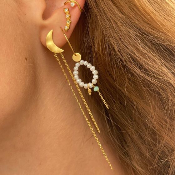 Bella Moon Ørering w. Long Chains - Forgyldt