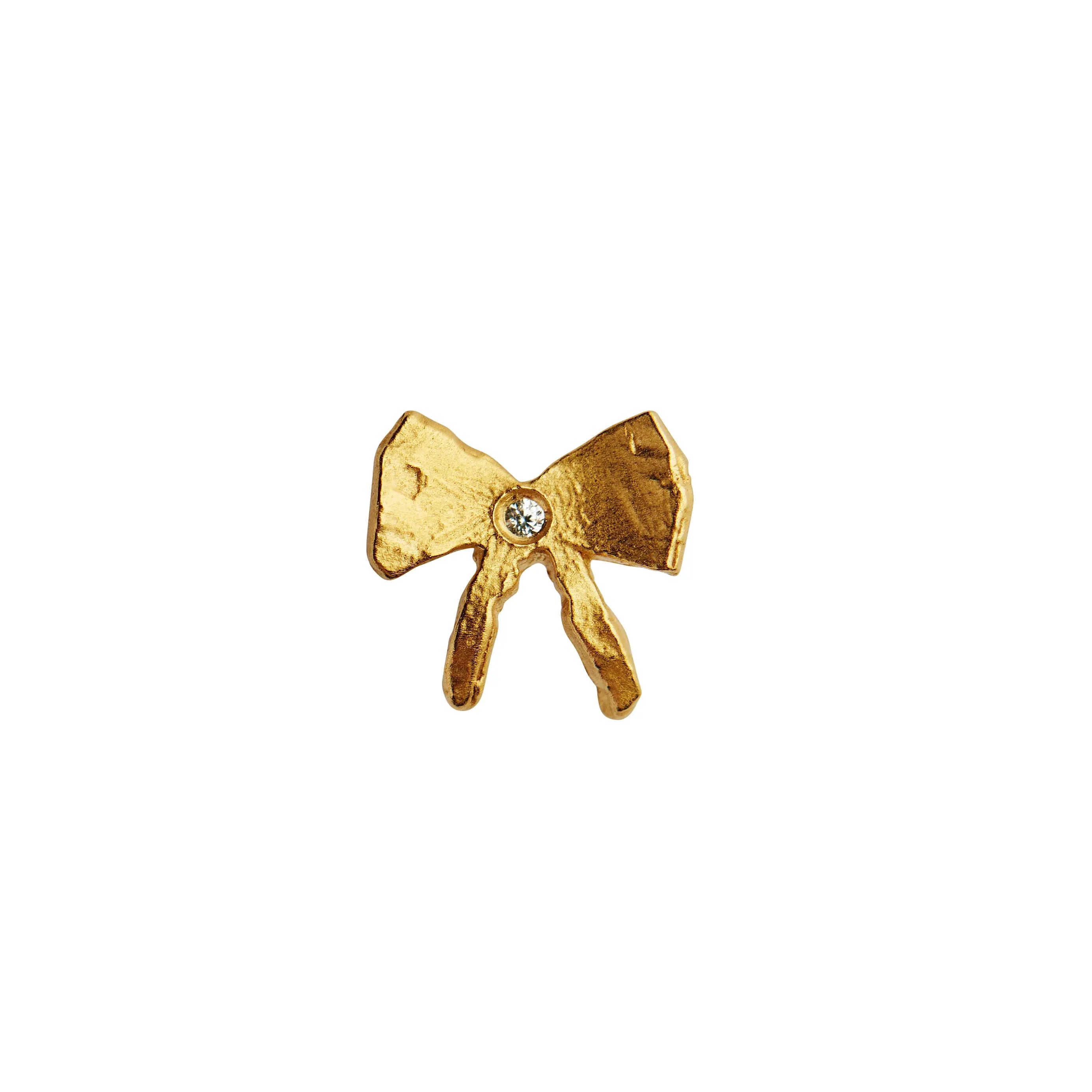 Petit Bow With Stone Øreringe - Forgyldt fra Stine A Jewelry