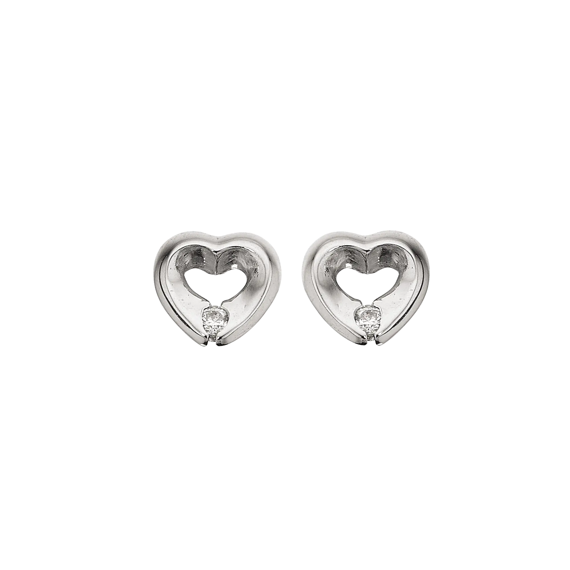 Hjerteørestikker med zirkon - Sølv fra Scrouples Jewellery