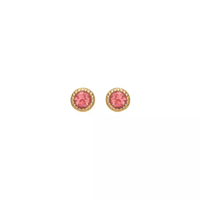 LUXURY RAINBOW øreringe med pink turmalin - 14 kt. fra Mads Z Gold Label