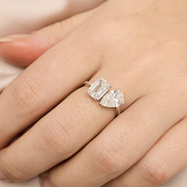 Toi et Moi ring 3,58 ct. - 14 kt. Hvidguld