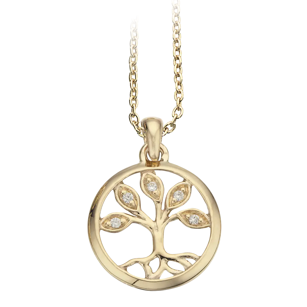 Vehæng m. livets træ og zirkoner - 8 kt. Guld fra Scrouples Jewellery