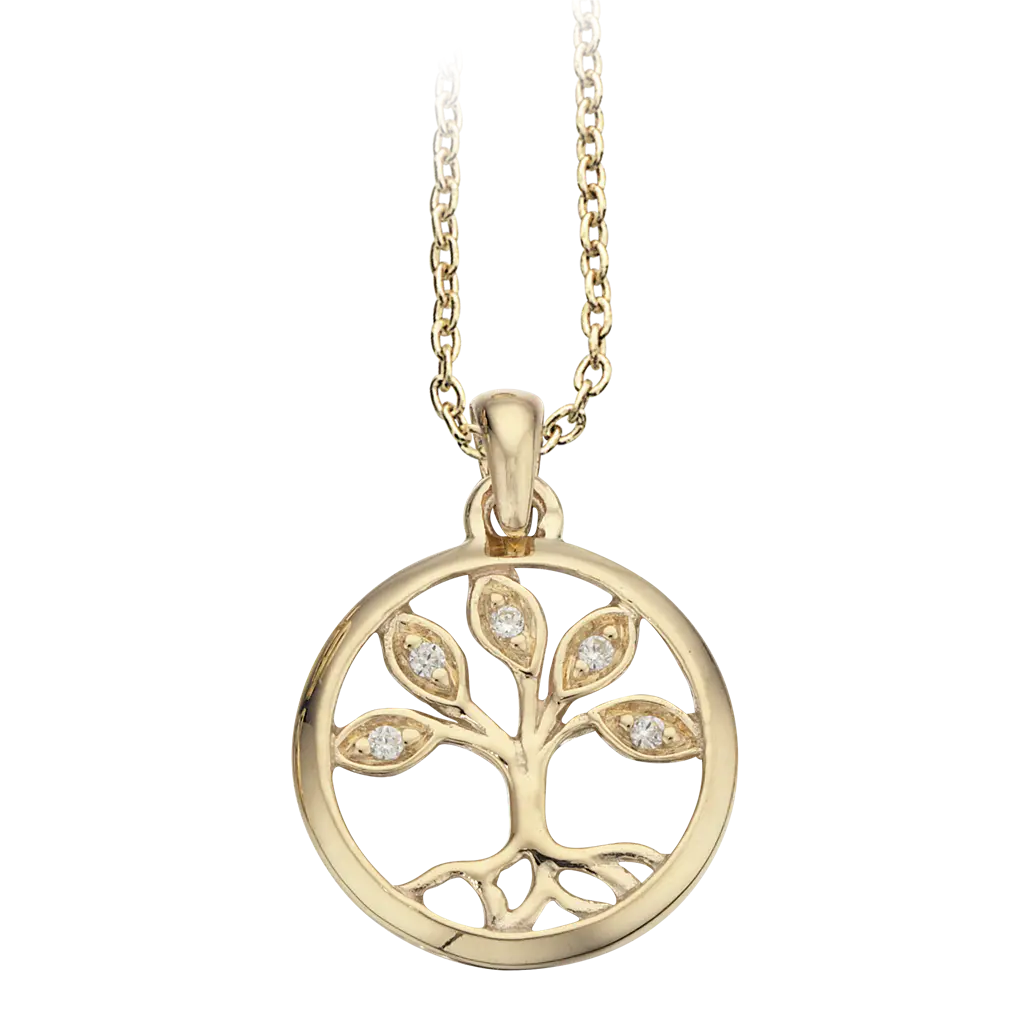 Vehæng m. livets træ og zirkoner - 8 kt. Guld fra Scrouples Jewellery