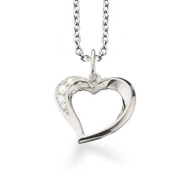 Hjertevedhæng m. diamanter - 14 kt. Hvidguld fra Scrouples Jewellery