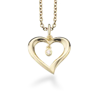 Hjerte 0,02 H-W/SI 14 kt. m/sølvkæde fra Scrouples Jewellery