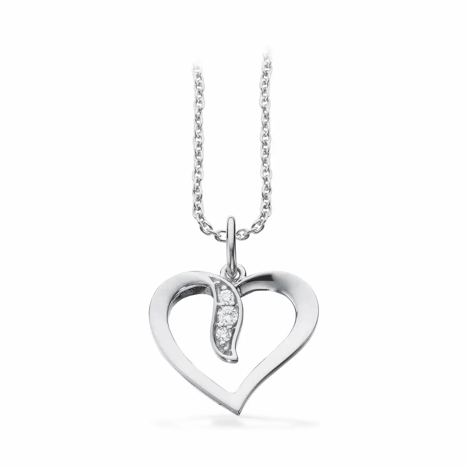 Hjertevedhæng m. diamanter - 14 kt. Hvidguld fra Scrouples Jewellery