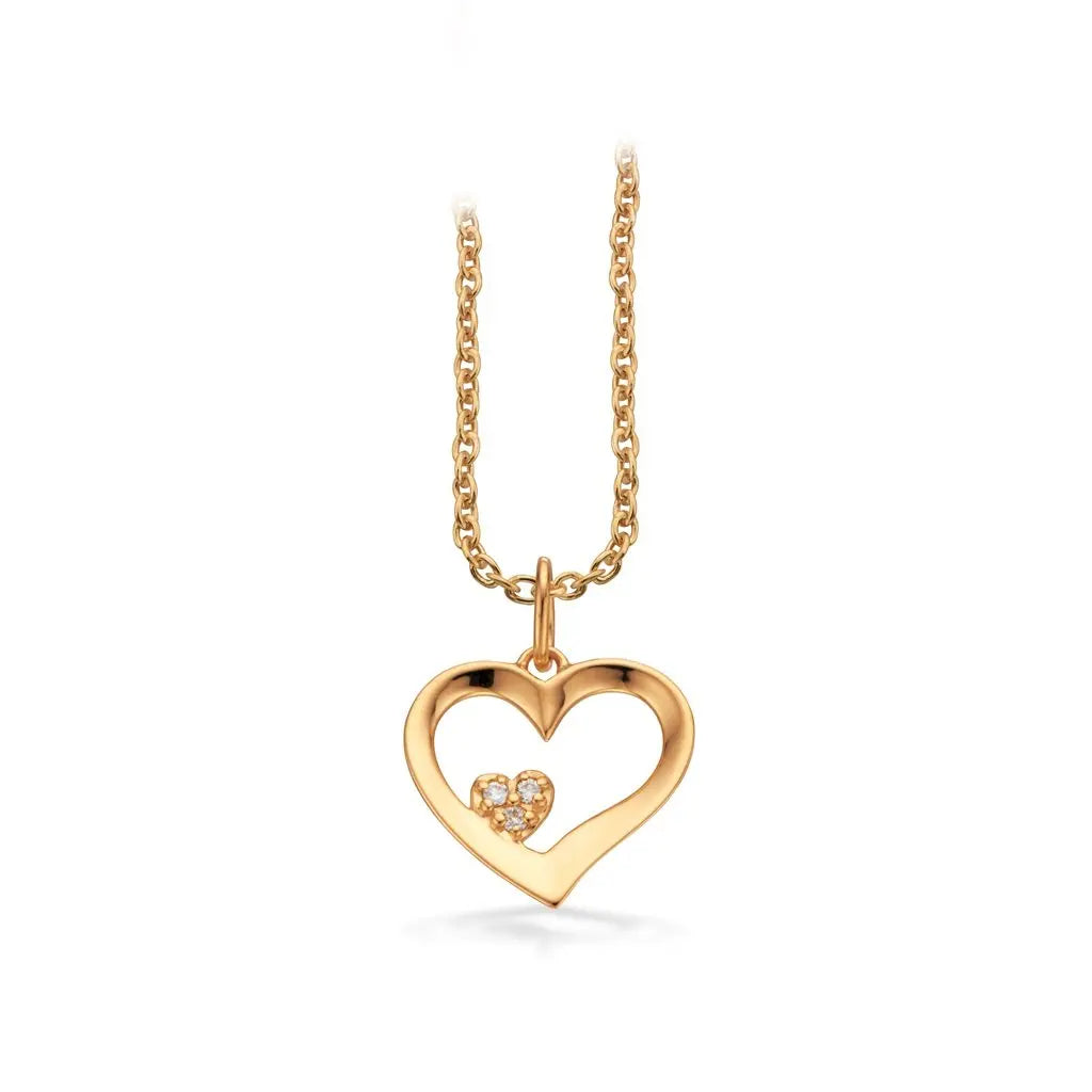 Hjerte  0,03 H-W/SI 8 kt.m/ sølvkæde fra Scrouples Jewellery