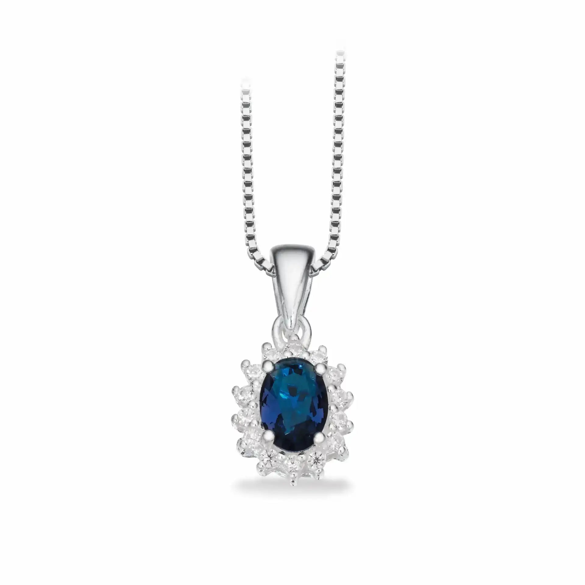 Vedhæng roset blå zir. sølv m/ fra Scrouples Jewellery
