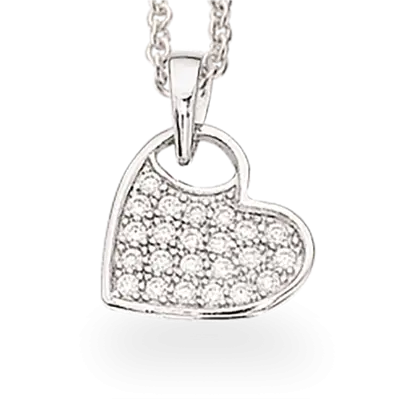 Hjertevedhæng m. zirkoner - Sølv fra Scrouples Jewellery