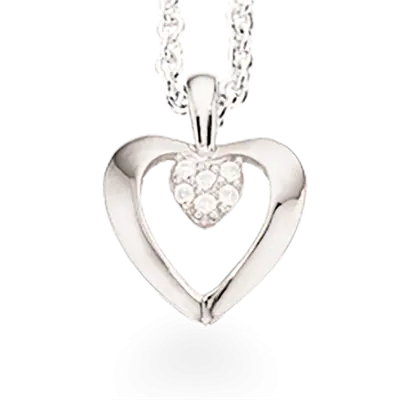 Hjertevedhæng m. zirkoner - Sølv fra Scrouples Jewellery