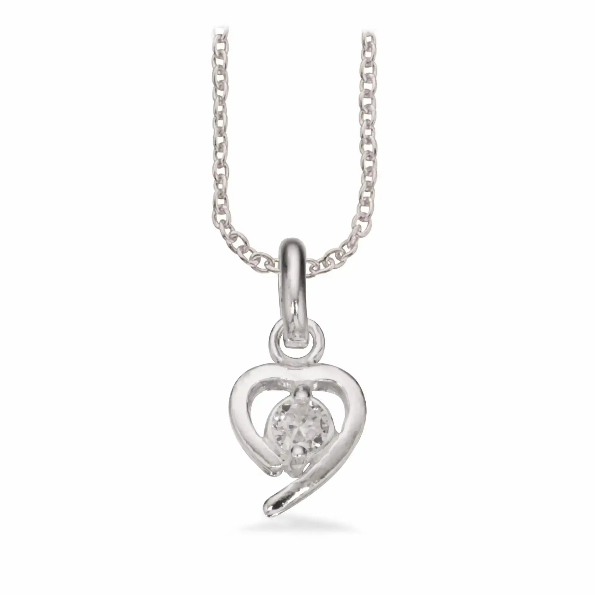 Vedhæng hjerte syn. cubic zir. sølv m/kæde fra Scrouples Jewellery