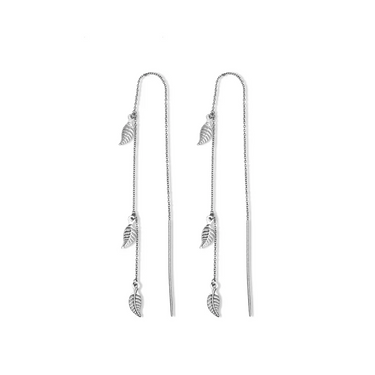 Small Leaf ørekæde - Sølv fra Lush Lush Jewelry