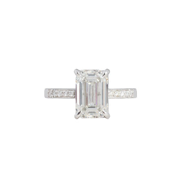 Solitaire ring emerald cut - 2.92  ct. - 14 kt.  Hvidguld