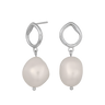 BAROQUE52 Ørehængere m. Perle 20mm - Rhod. Sølv fra Nordahl Jewellery
