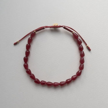 Love Drop Armbånd With Bordoux Ribbon - Forgyldt