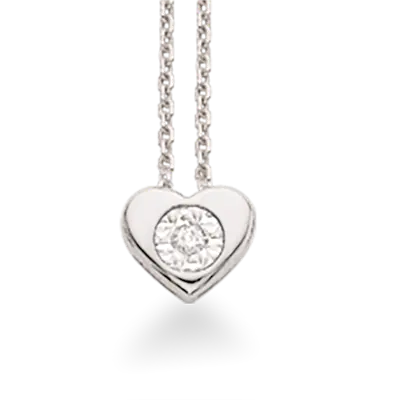 Collier lille hjerte 0,01 H-W/SI - 8 kt. hvidguld fra Scrouples Jewellery
