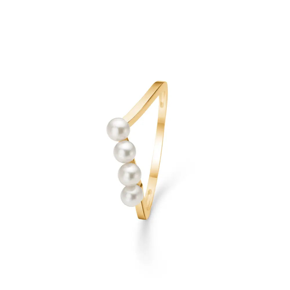 4 Pearls ring m. perle - 8 kt. fra Mads Z White Label Guld