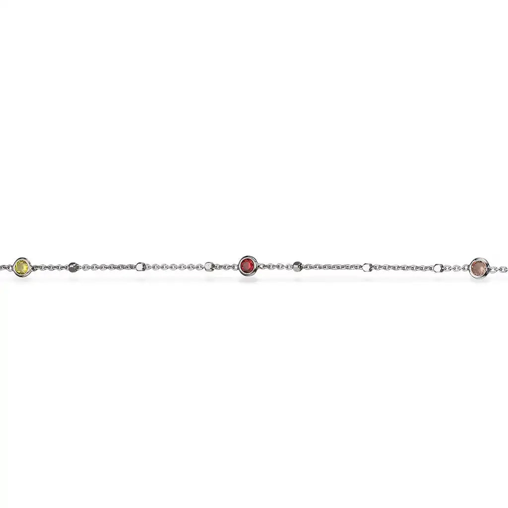 Collier m. multifarvet zirkoner - Sølv fra Scrouples Jewellery