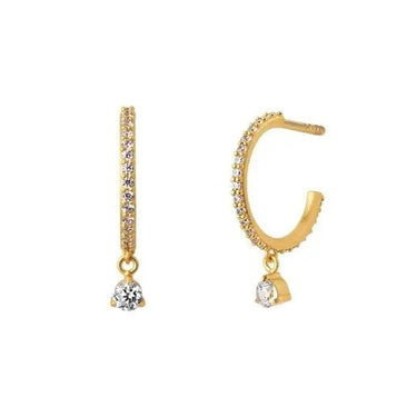 Sparkle hoops mini dangling stones - Forgyldt fra Bybiehl