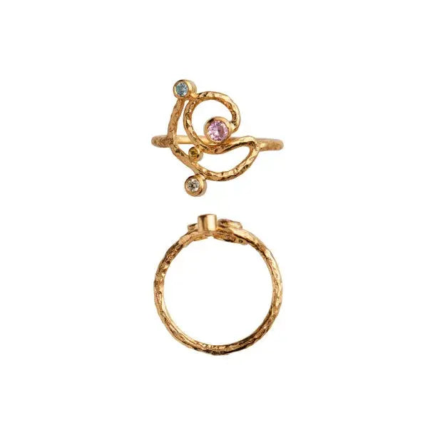 Twirly Candy Dots Ring - Forgyldt fra Stine A Jewelry