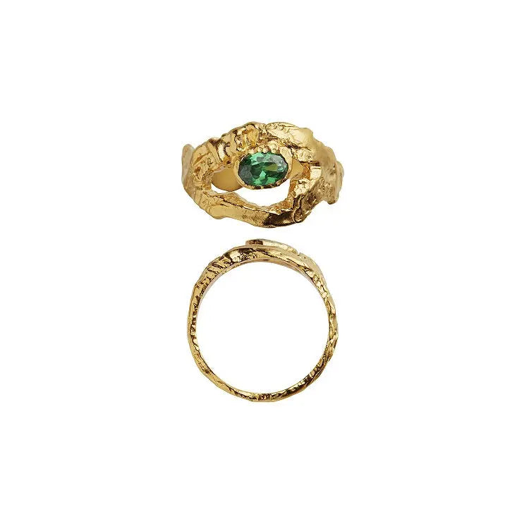 My Love Rock w/Green Stone Ring - Forgyldt fra Stine A Jewelry