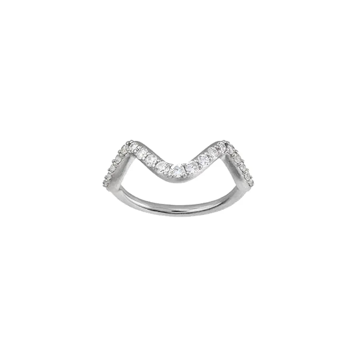 Wave ring small sparkle - Sølv fra Bybiehl