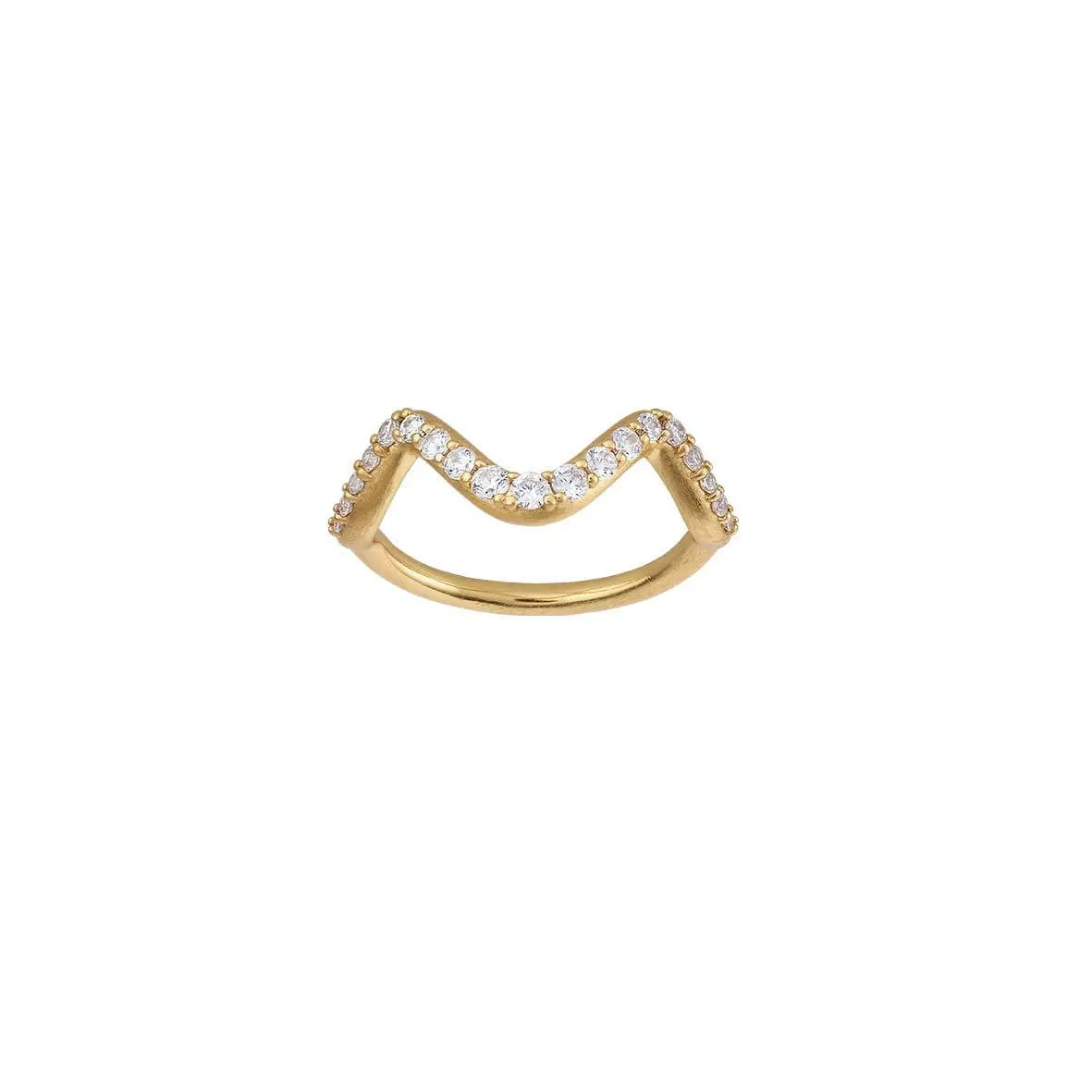 Wave Small Sparkle ring - Forgyldt fra Bybiehl