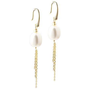 Lunella Big Pearl Øreringe - Forgyldt
