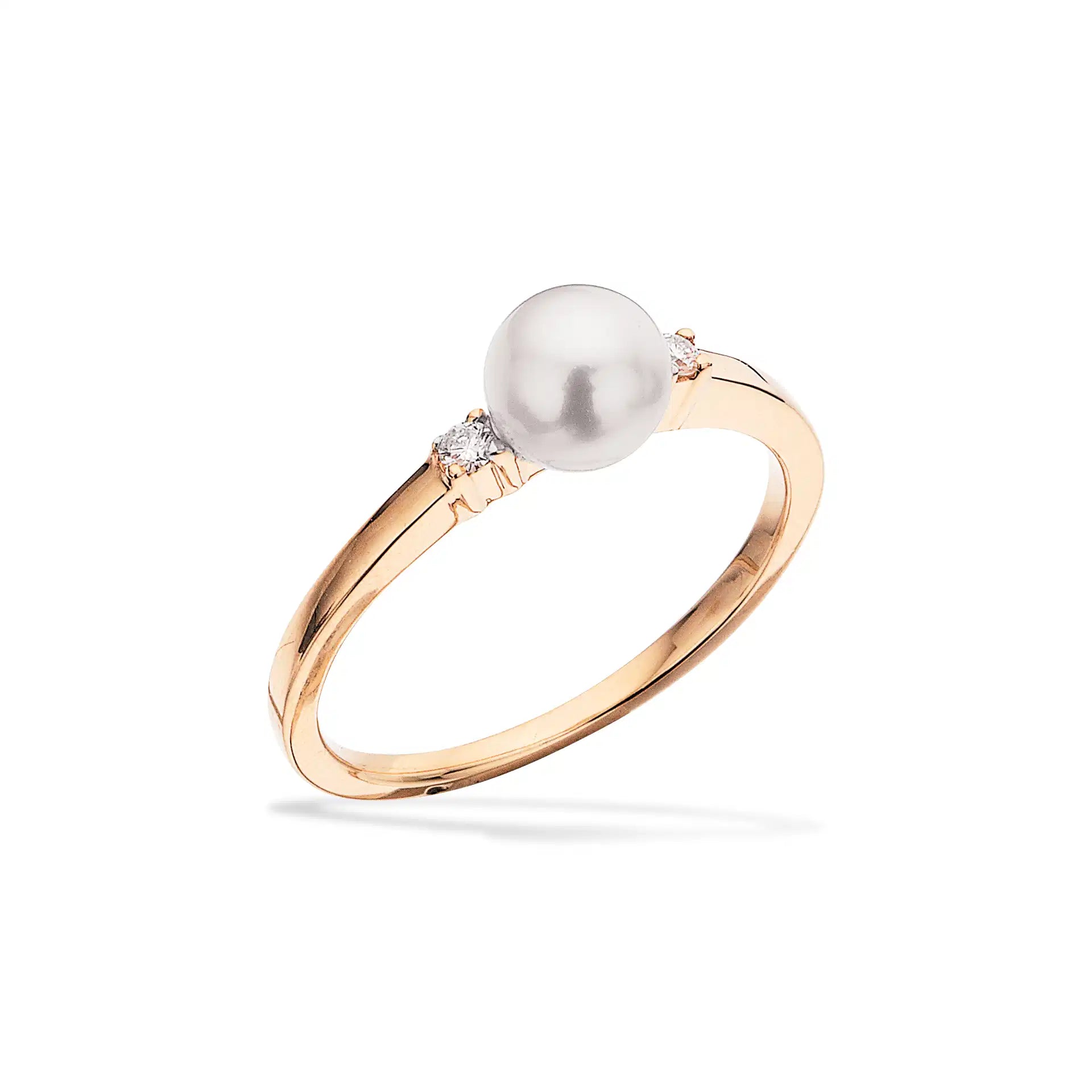 Ring m. ferskvandsperle 0,04 ct. H-W/SI - 14 kt. Guld